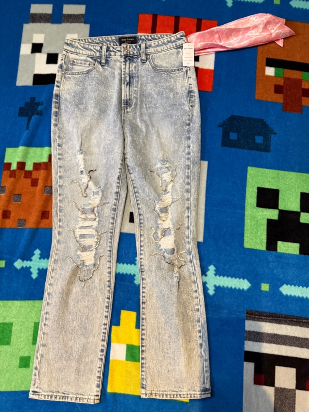 JUICY COUTURE Rhinestone BLING Distressed Jean NWT